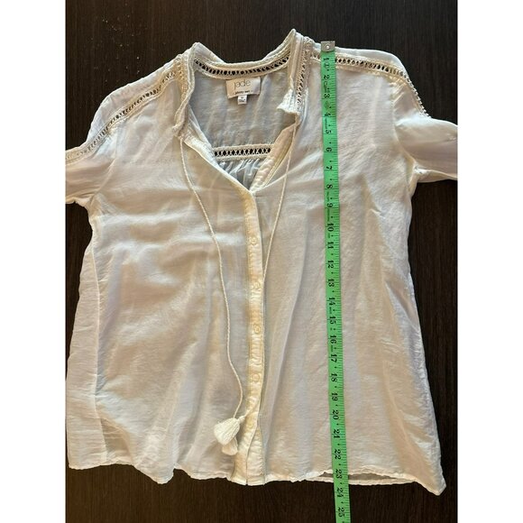 Johnny Was Jade Cotton/Silk Sheer Long Sleeve Button-Down Top Size XS - Picture 7 of 9